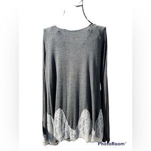 Grey tunic shirt with tie in the back